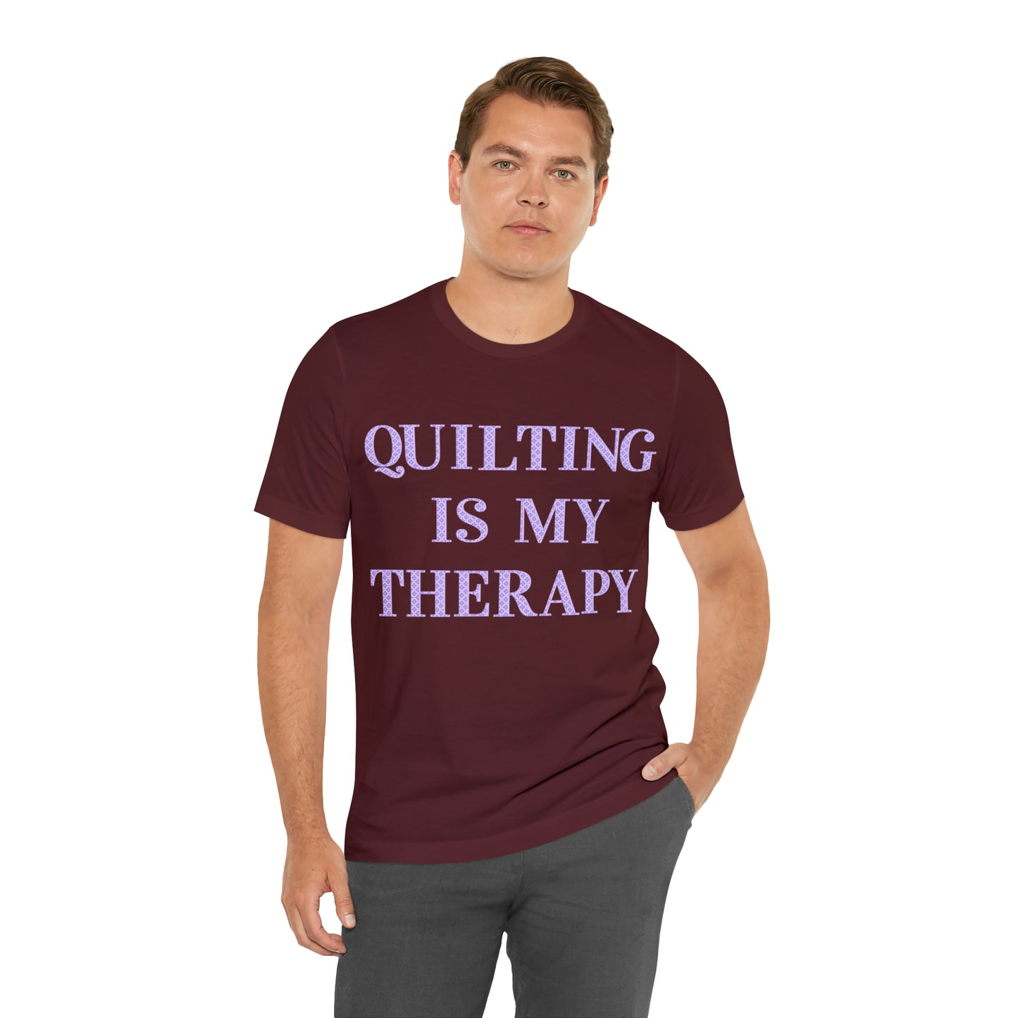 Quilting Is My Therapy- Adult, Regular Fit, Soft Cotton, Full Size Image, T-shirt