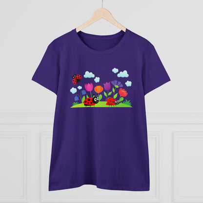 Nature, Flowers, Garden, Ladybug, Bugs-  Adult, Semi-fitted, T-shirt