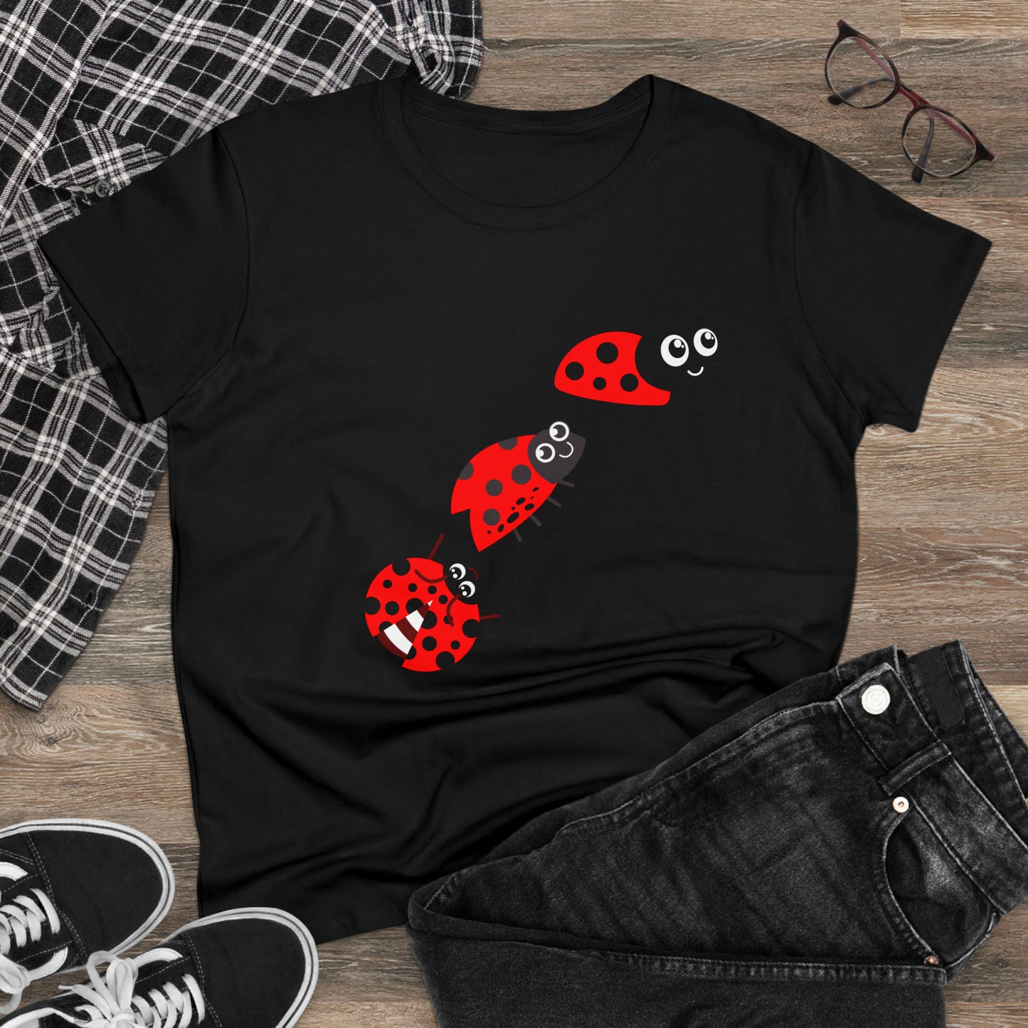 Ladybug Flower, Plants, Garden- Adult, Semi-fitted, T-shirt