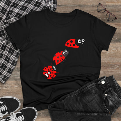 Ladybug Flower, Plants, Garden- Adult, Semi-fitted, T-shirt