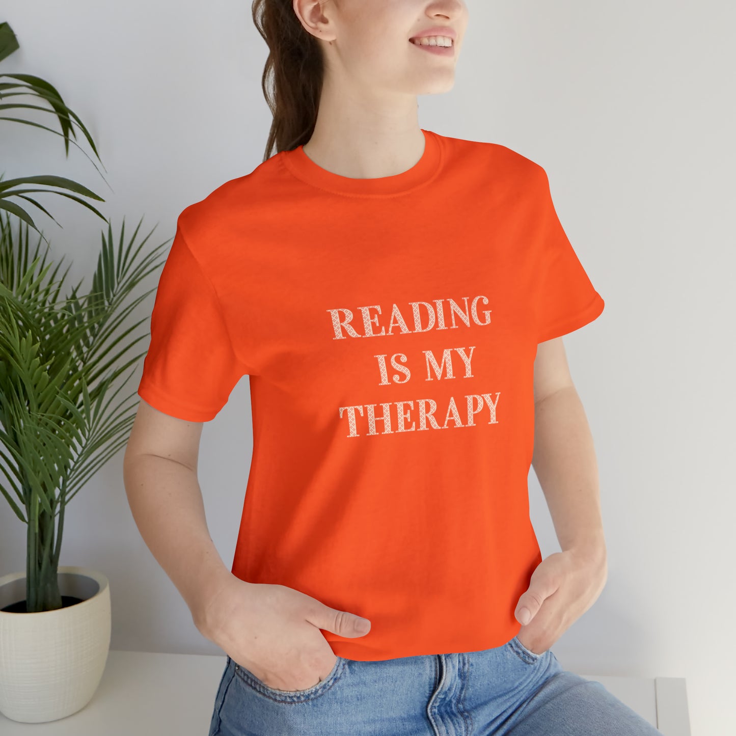 Hobby, Reading Is My Therapy, Words, Books- Adult, Regular Fit, Soft Cotton, Smaller Size Image T-Shirt