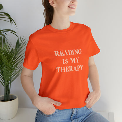 Hobby, Reading Is My Therapy, Words, Books- Adult, Regular Fit, Soft Cotton, Smaller Size Image T-Shirt