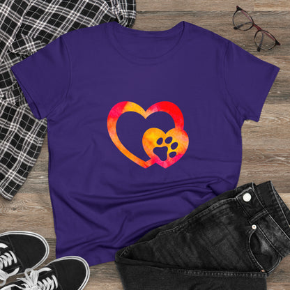 Art, Colorful, Love, Dog Paw- Adult, Semi-fitted, T-shirt