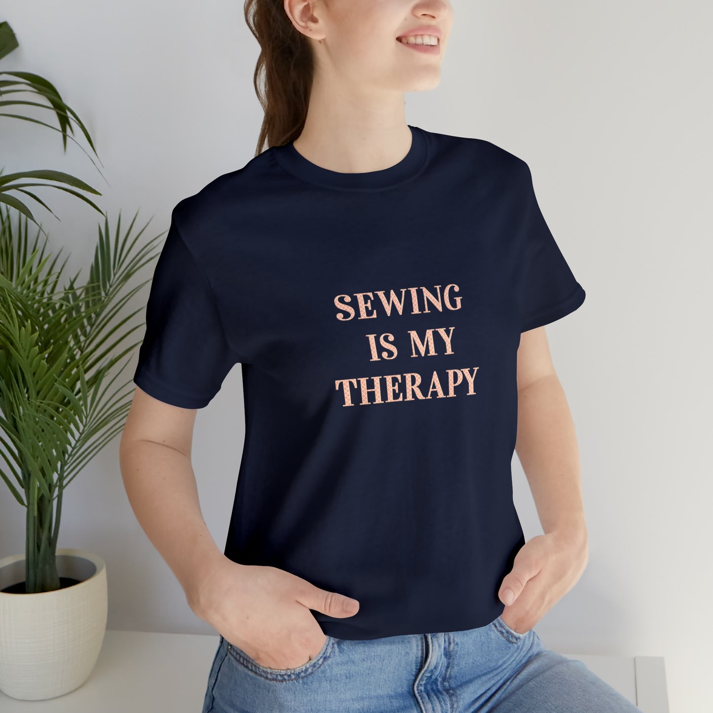 Hobby, Sewing Is My Therapy- Adult, Regular Fit, Soft Cotton, Smaller Size Image, T-shirt