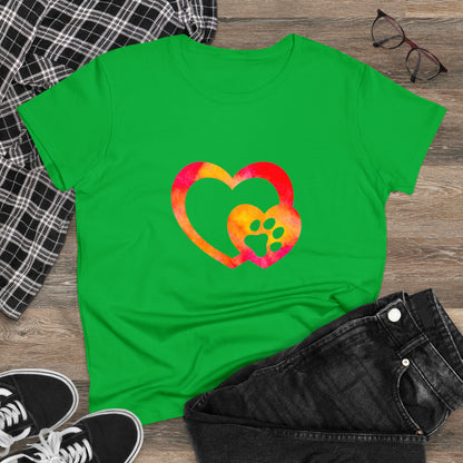 Art, Colorful, Love, Dog Paw- Adult, Semi-fitted, T-shirt