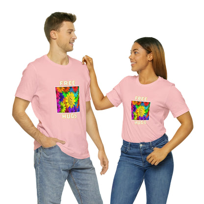 Positive, Art, Colorful, Nature, Flowers, Free Hugs- Adult, Regular Fit, Soft Cotton,  T-shirt