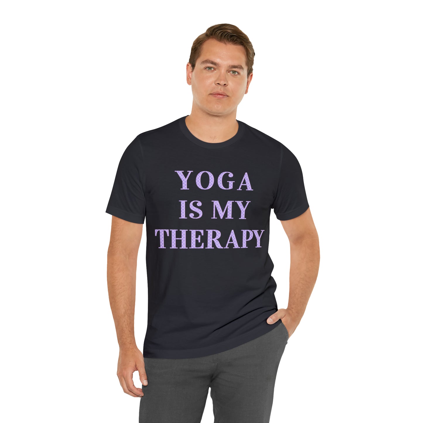 Yoga Is My Therapy- Adult, Regular Fit, Soft Cotton, Full Size Image, T-shirt