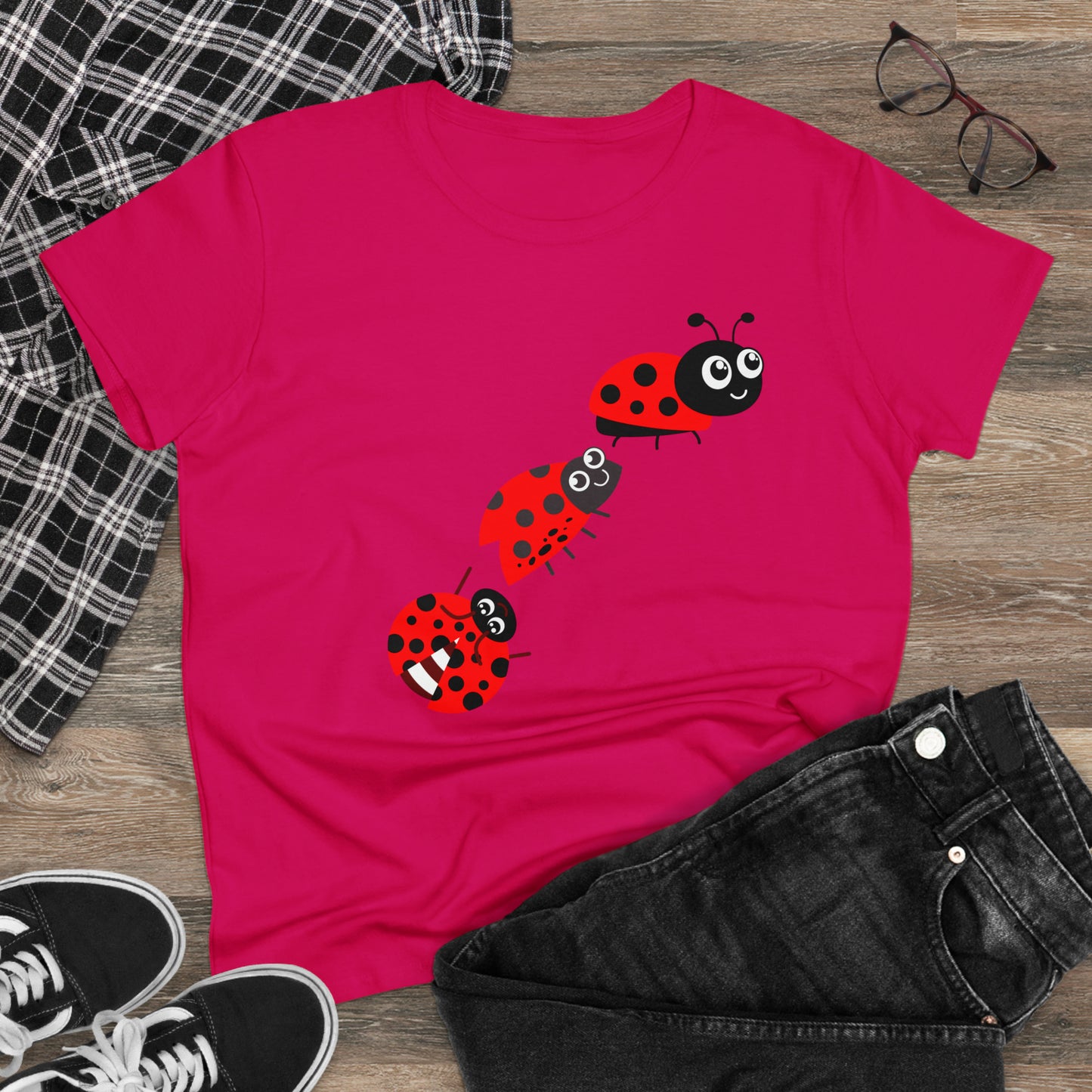 Ladybug Flower, Plants, Garden- Adult, Semi-fitted, T-shirt