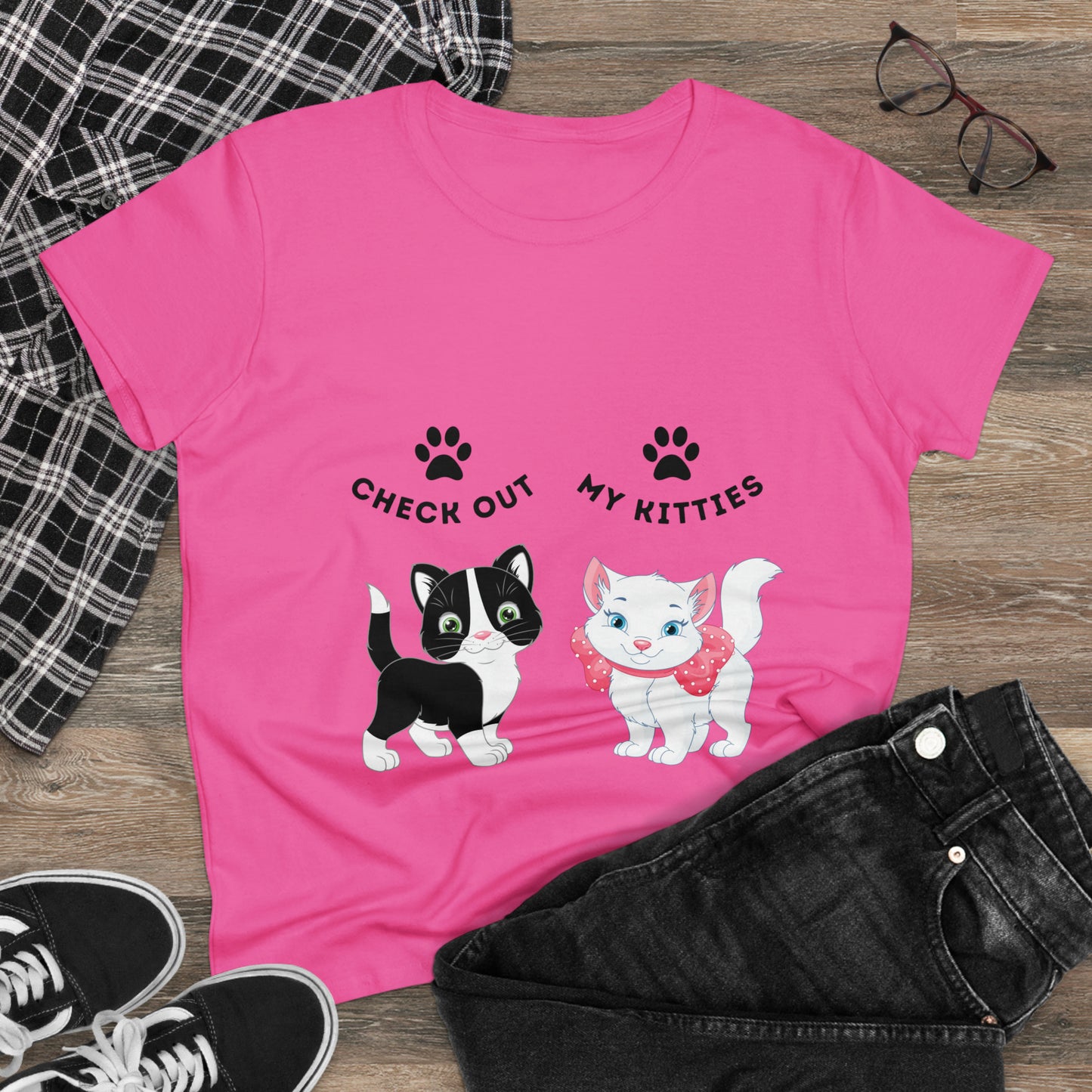 Kitty Cat T-Shirt / Check Out My Kitties Semi-Fitted Shirt / Unisex Jersey Short Sleeve Tee / Humorous Pet Clothes