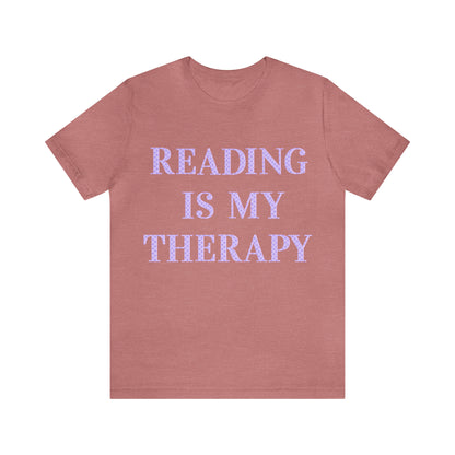 Reading Is My Therapy- Adult, Regular Fit, Soft Cotton, Full Size Image T-Shirt