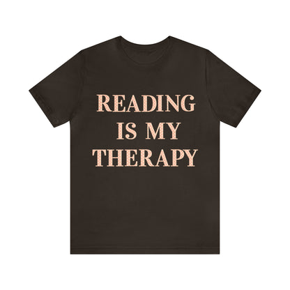 Reading Is My Therapy- Adult, Regular Fit, Soft Cotton, Full Size Image T-Shirt