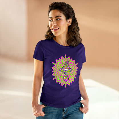 Colorful, Retro Mushrooms- Adult, Semi-fitted, Smaller Size Image, T-shirt