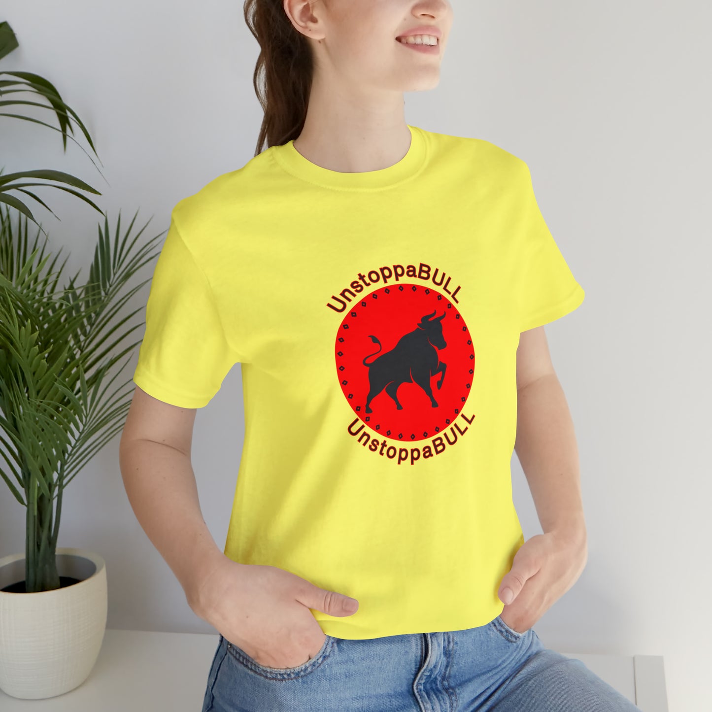 Animals, Bull, Symbol, Unstoppable, UnstoppaBULL- Adult- Adult, Regular Fit, Soft Cotton, Full Size Image, T-shirt