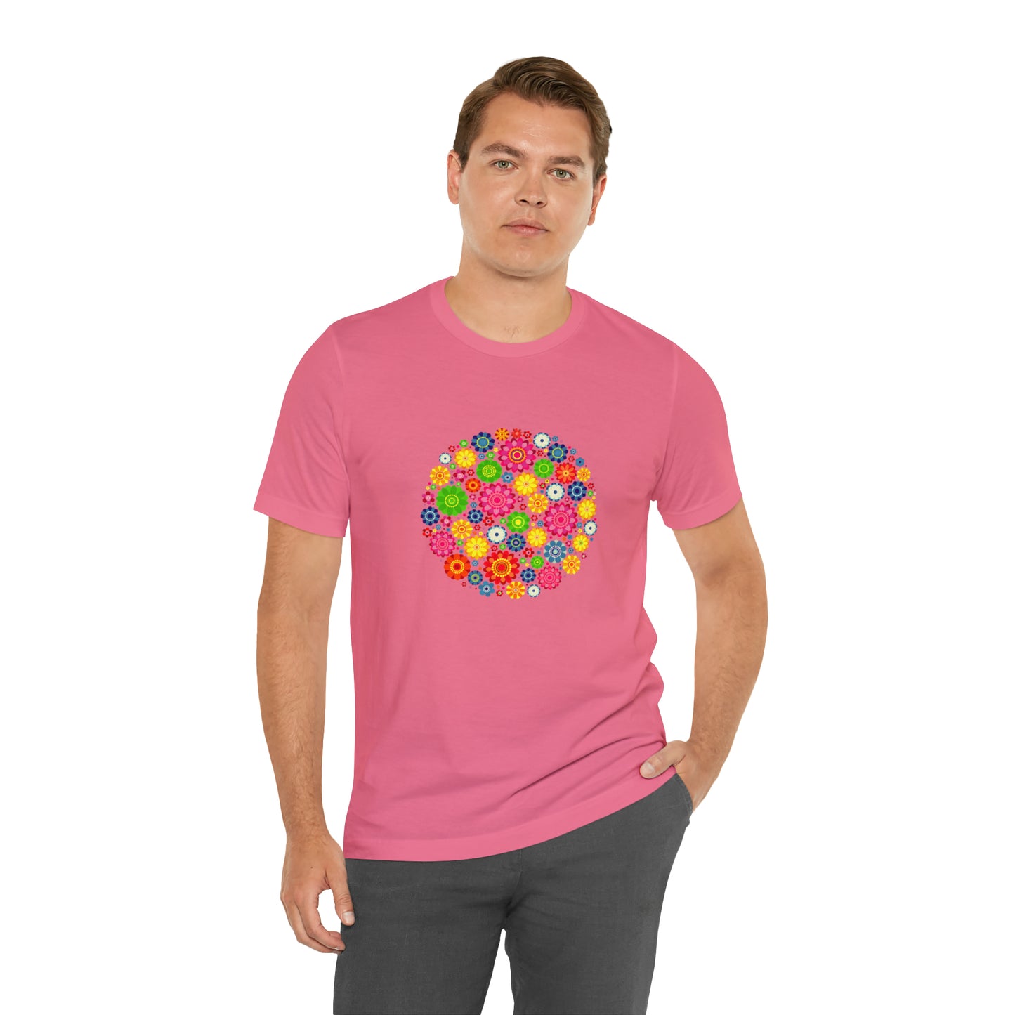 Colorful, Nature, Flowers- Adult, Regular Fit, Soft Cotton,  T-shirt