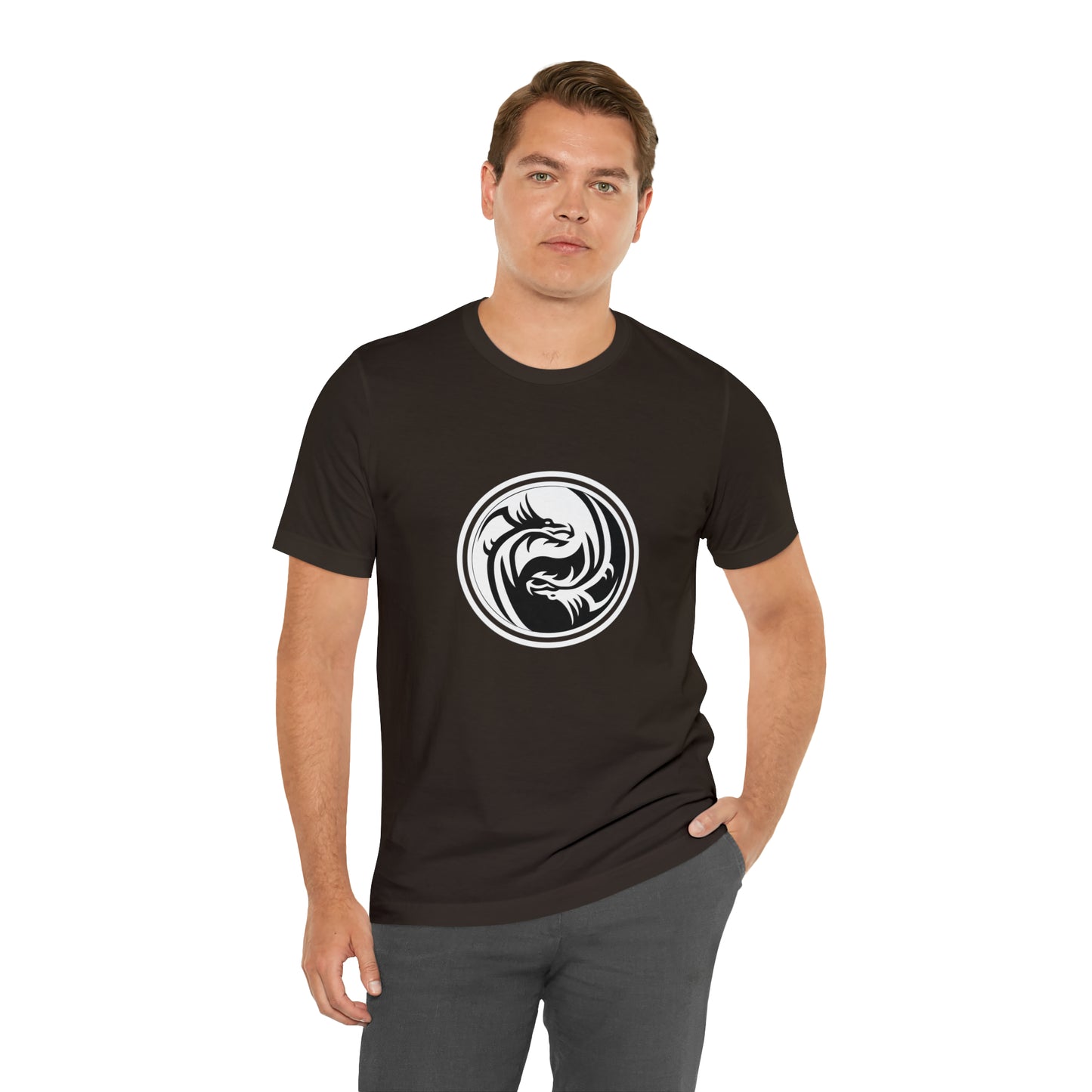 Symbol, Dragon, Ying Yang- Adult, Regular Fit, Soft Cotton, Smaller Size Image, T-shirt