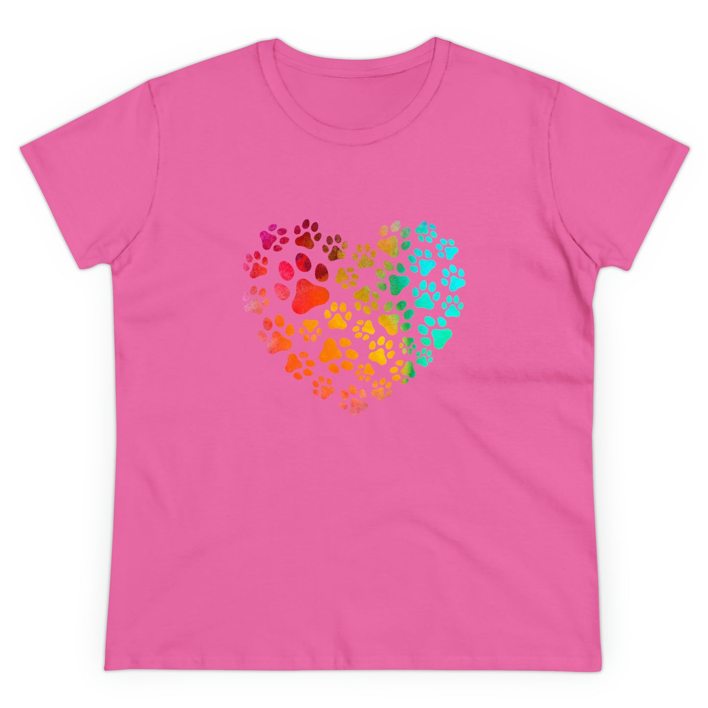 Art, Colorful, Love, Dog Paw- Adult, Semi-fitted, T-shirt