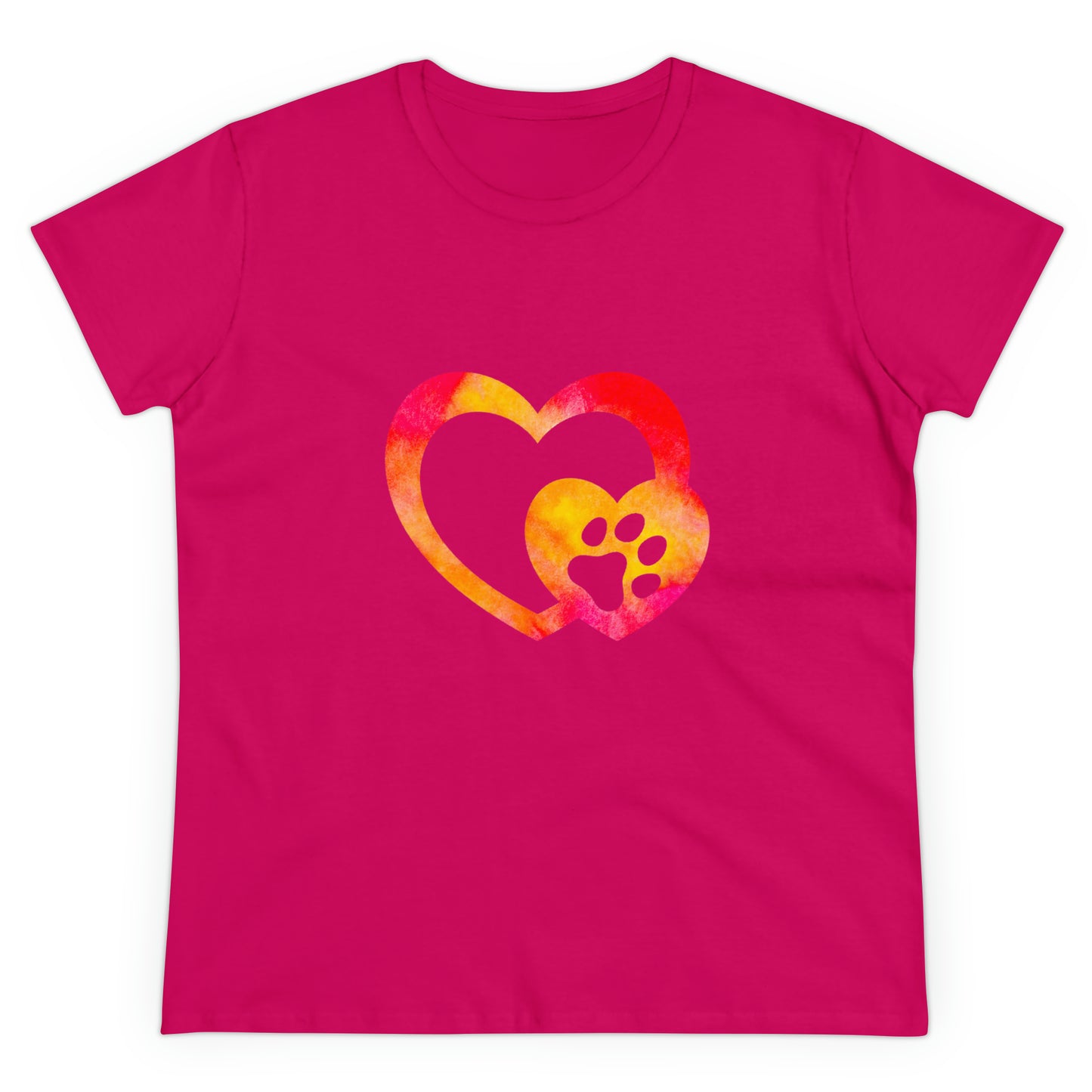 Art, Colorful, Love, Dog Paw- Adult, Semi-fitted, T-shirt