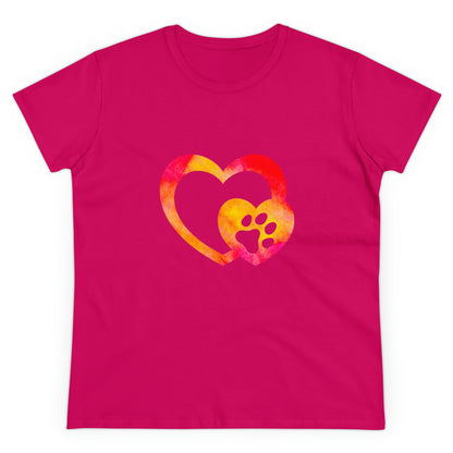 Art, Colorful, Love, Dog Paw- Adult, Semi-fitted, T-shirt