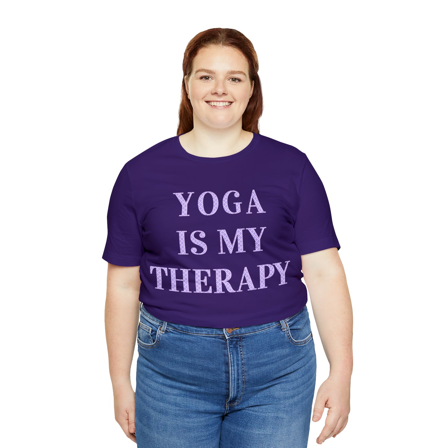 Yoga Is My Therapy- Adult, Regular Fit, Soft Cotton, Full Size Image, T-shirt