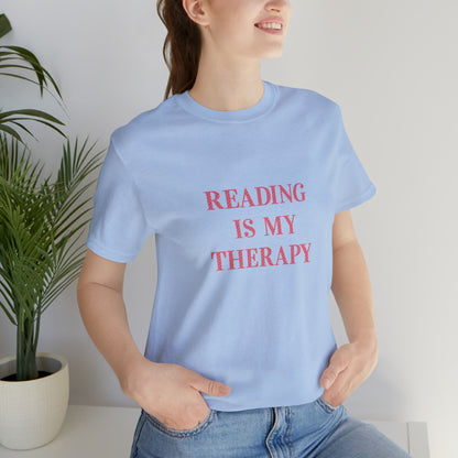 Hobby, Reading Is My Therapy, Words, Books- Adult, Regular Fit, Soft Cotton, Smaller Size Image T-Shirt