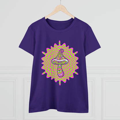 Colorful, Retro Mushrooms- Adult, Semi-fitted, Smaller Size Image, T-shirt
