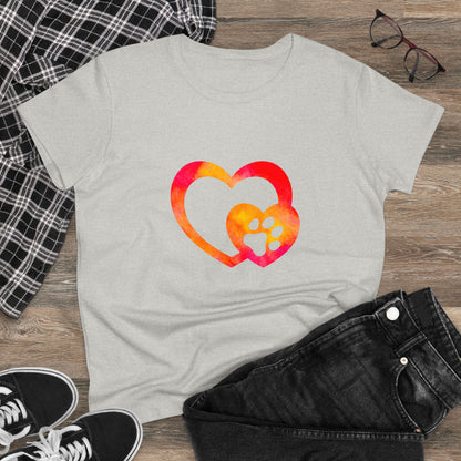 Art, Colorful, Love, Dog Paw- Adult, Semi-fitted, T-shirt