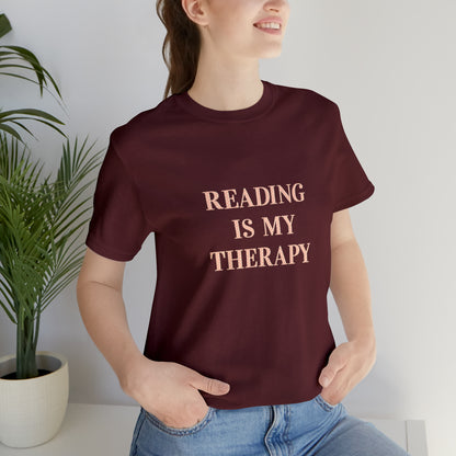 Hobby, Reading Is My Therapy, Words, Books- Adult, Regular Fit, Soft Cotton, Smaller Size Image T-Shirt