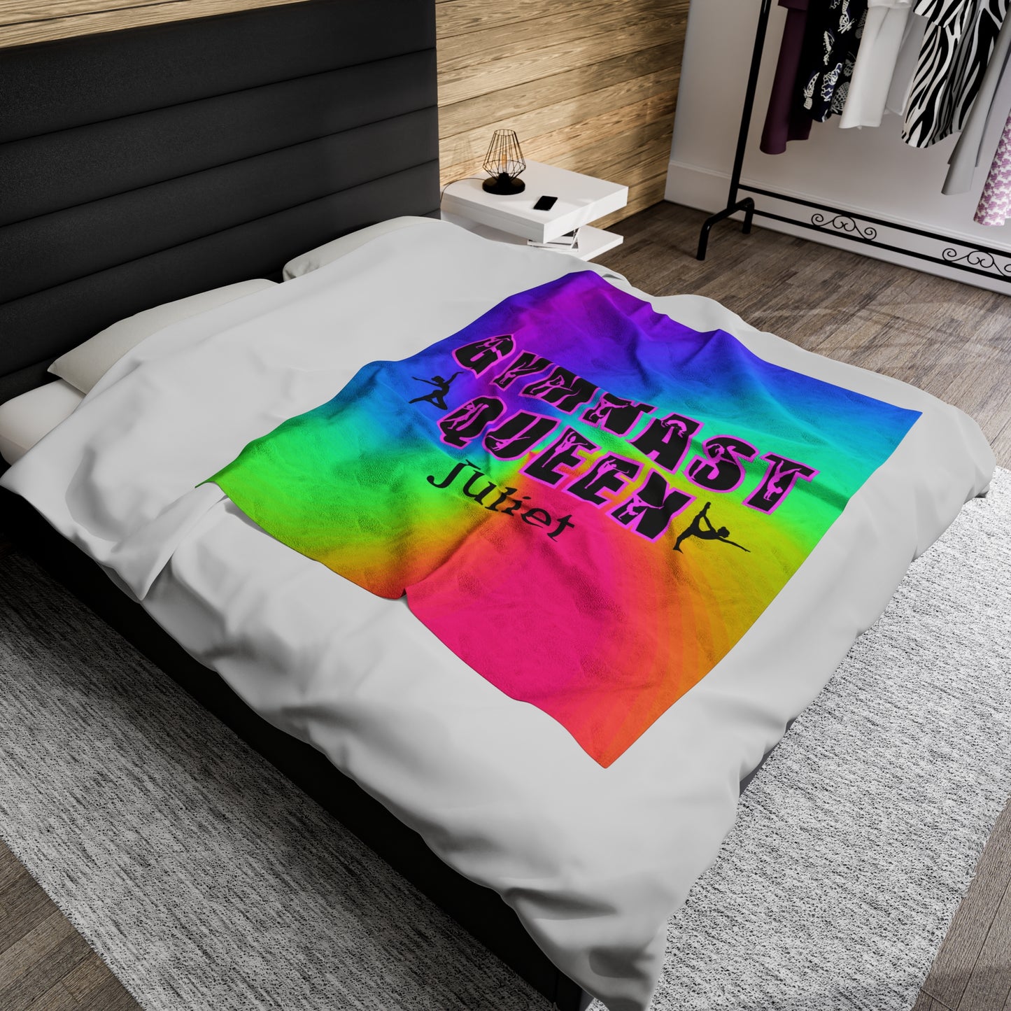 Gymnast Blanket, Velveteen Plush Blanket, Gymnast Queen, Personalized, Gymnastics Gift, Gift For Gymnast Mom Dad, Christmas Birthday Dancer