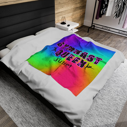 Gymnast Blanket, Velveteen Plush Blanket, Gymnast Queen, Personalized, Gymnastics Gift, Gift For Gymnast Mom Dad, Christmas Birthday Dancer