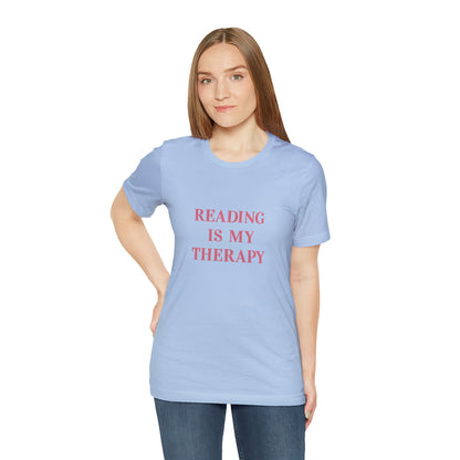 Hobby, Reading Is My Therapy, Words, Books- Adult, Regular Fit, Soft Cotton, Smaller Size Image T-Shirt