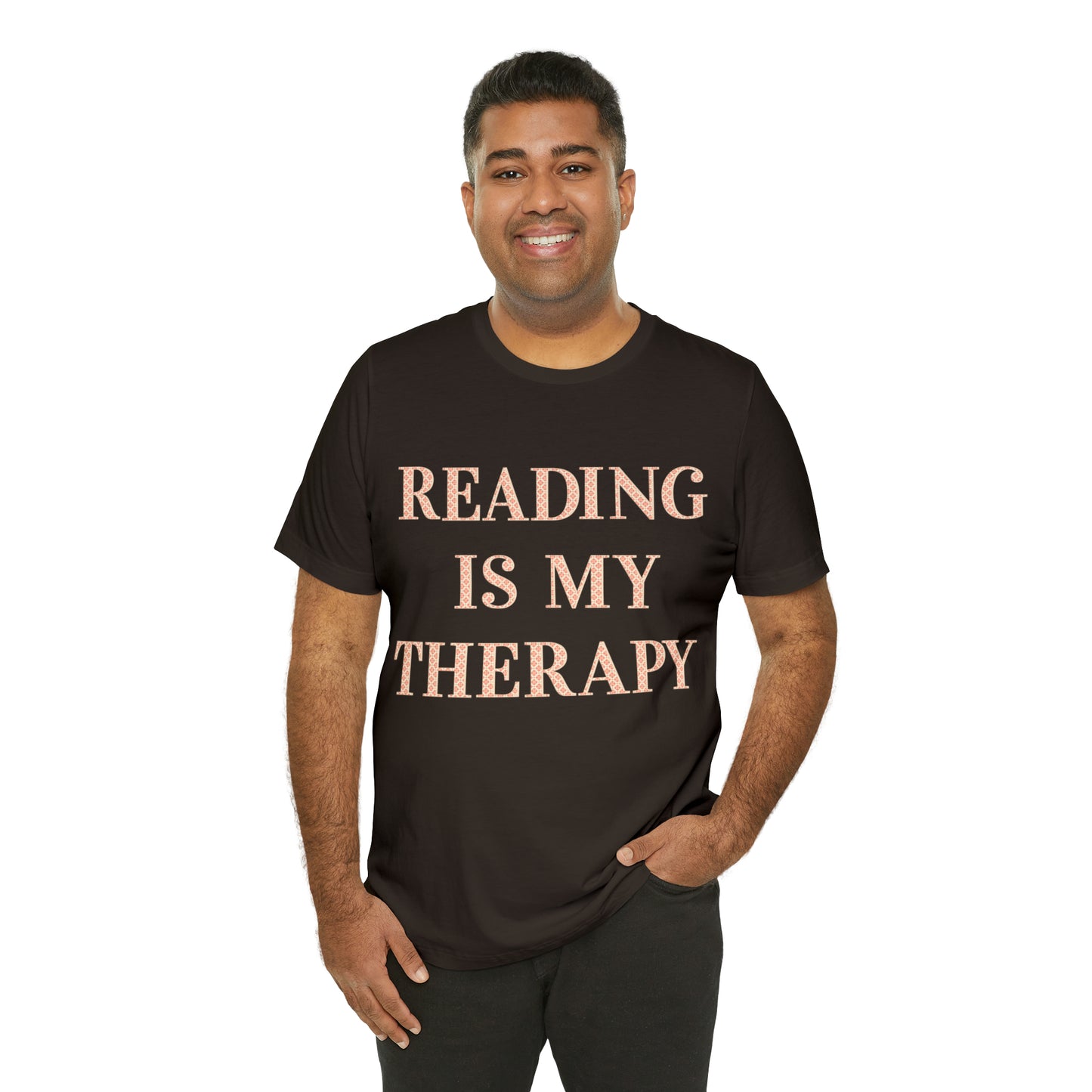 Reading Is My Therapy- Adult, Regular Fit, Soft Cotton, Full Size Image T-Shirt