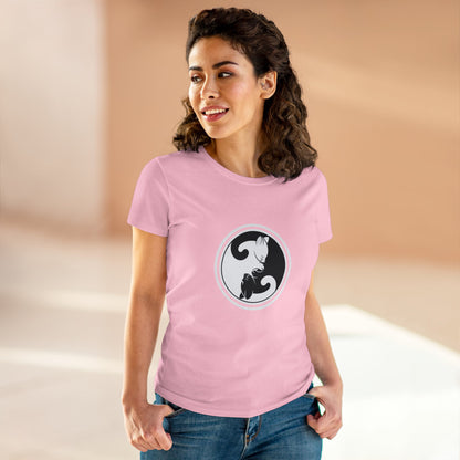 Symbol, Ying Yang, Cat- Adult, Semi-fitted, Smaller Size Image, T-shirt