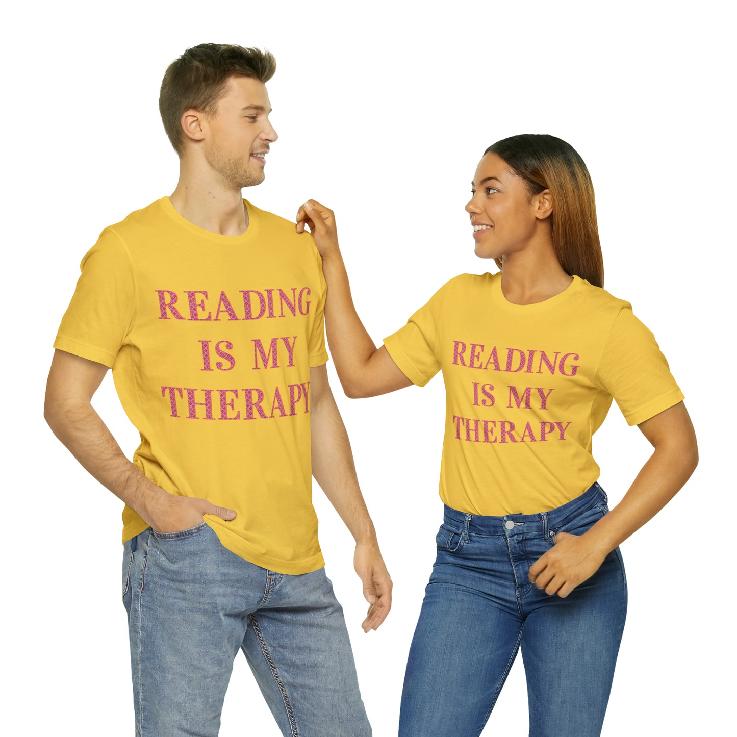 Reading Is My Therapy- Adult, Regular Fit, Soft Cotton, Full Size Image T-Shirt