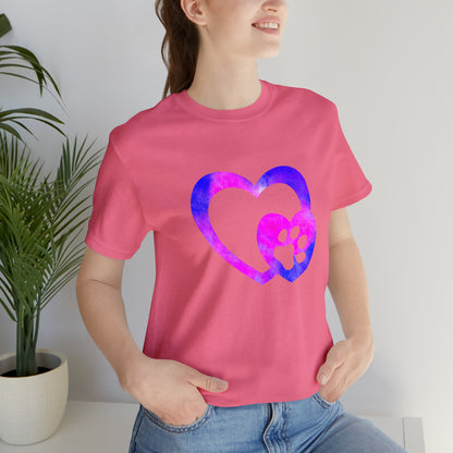 Art, Colorful, Love, Dog Paw- Adult, Regular Fit, Soft Cotton, T-shirt
