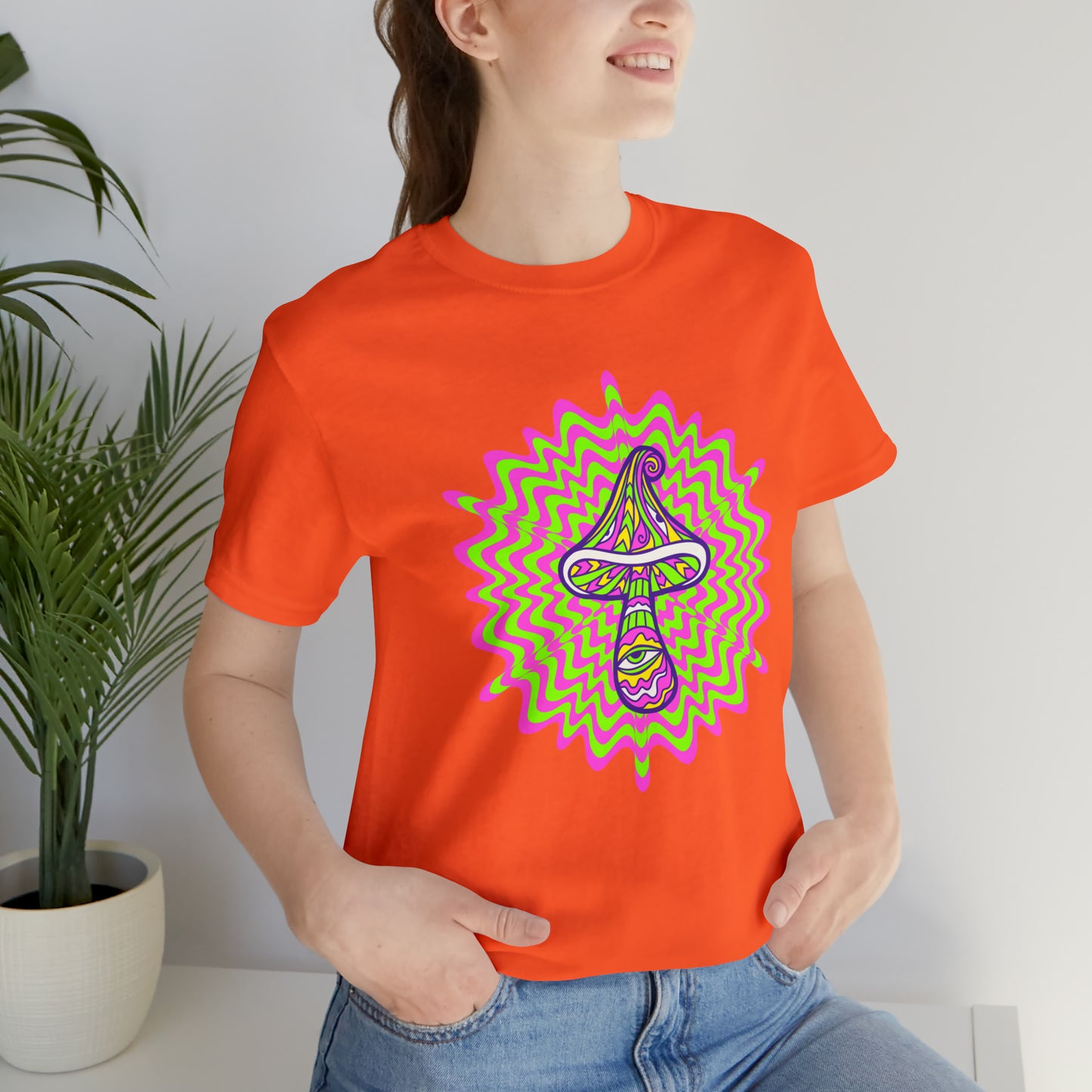 Colorful, Retro Mushrooms T-shirt- Adult, Regular Fit, Soft Cotton, T-shirt
