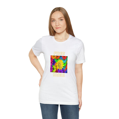 Positive, Art, Colorful, Nature, Flowers, Free Hugs- Adult, Regular Fit, Soft Cotton,  T-shirt