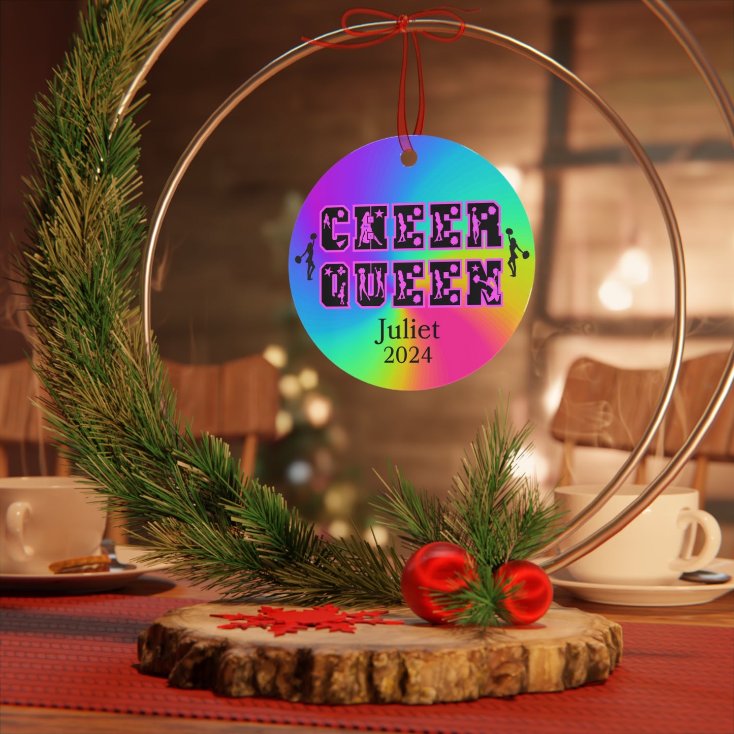 Cheer Queen Ornament, Cheer Metal Ornament, Cheerleader Gift, Gift For Cheerleading Mom, Dad, Christmas Birthday Gift For Cheerleader Dancer