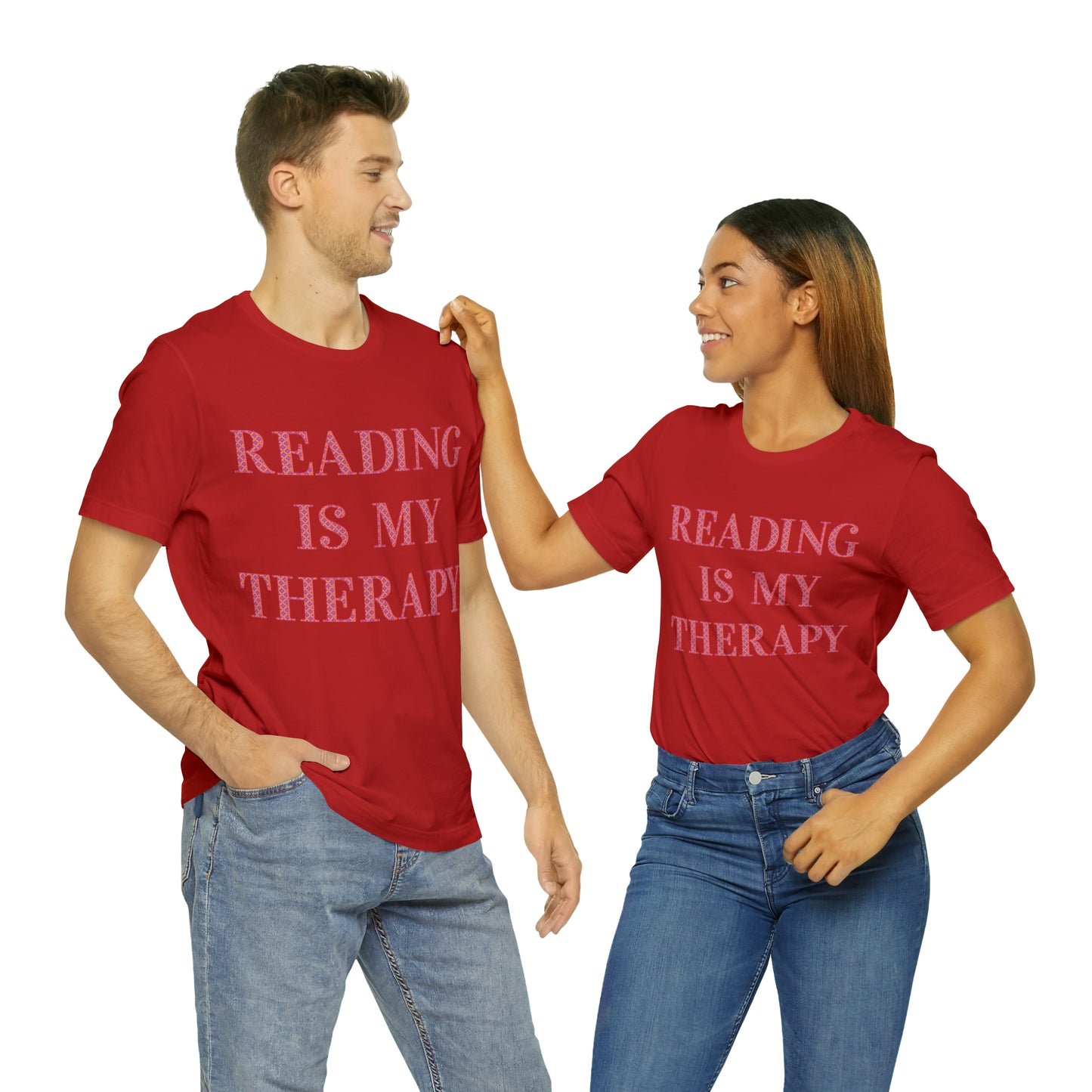 Reading Is My Therapy- Adult, Regular Fit, Soft Cotton, Full Size Image T-Shirt