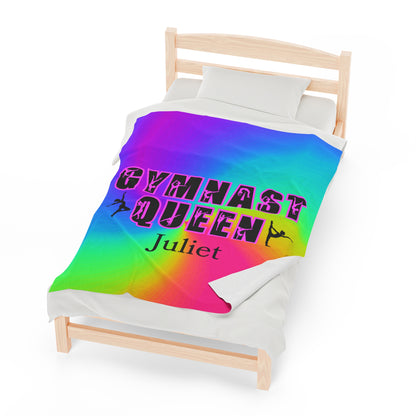 Gymnast Blanket, Velveteen Plush Blanket, Gymnast Queen, Personalized, Gymnastics Gift, Gift For Gymnast Mom Dad, Christmas Birthday Dancer