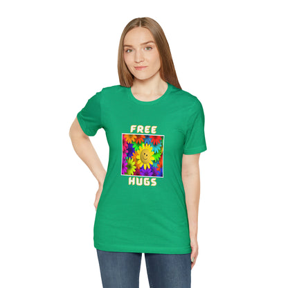 Positive, Art, Colorful, Nature, Flowers, Free Hugs- Adult, Regular Fit, Soft Cotton,  T-shirt