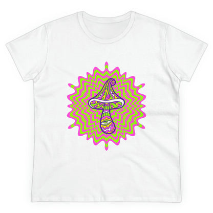 Colorful, Retro Mushrooms- Adult, Semi-fitted, Smaller Size Image, T-shirt