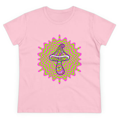 Colorful, Retro Mushrooms- Adult, Semi-fitted, Smaller Size Image, T-shirt