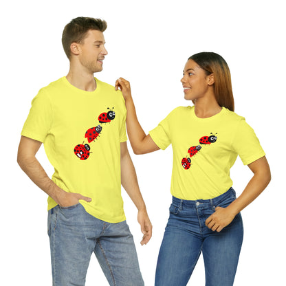 Ladybug Crossing Bug, Flowers, Plants- Adult, Regular Fit, Soft Cotton, T-shirt