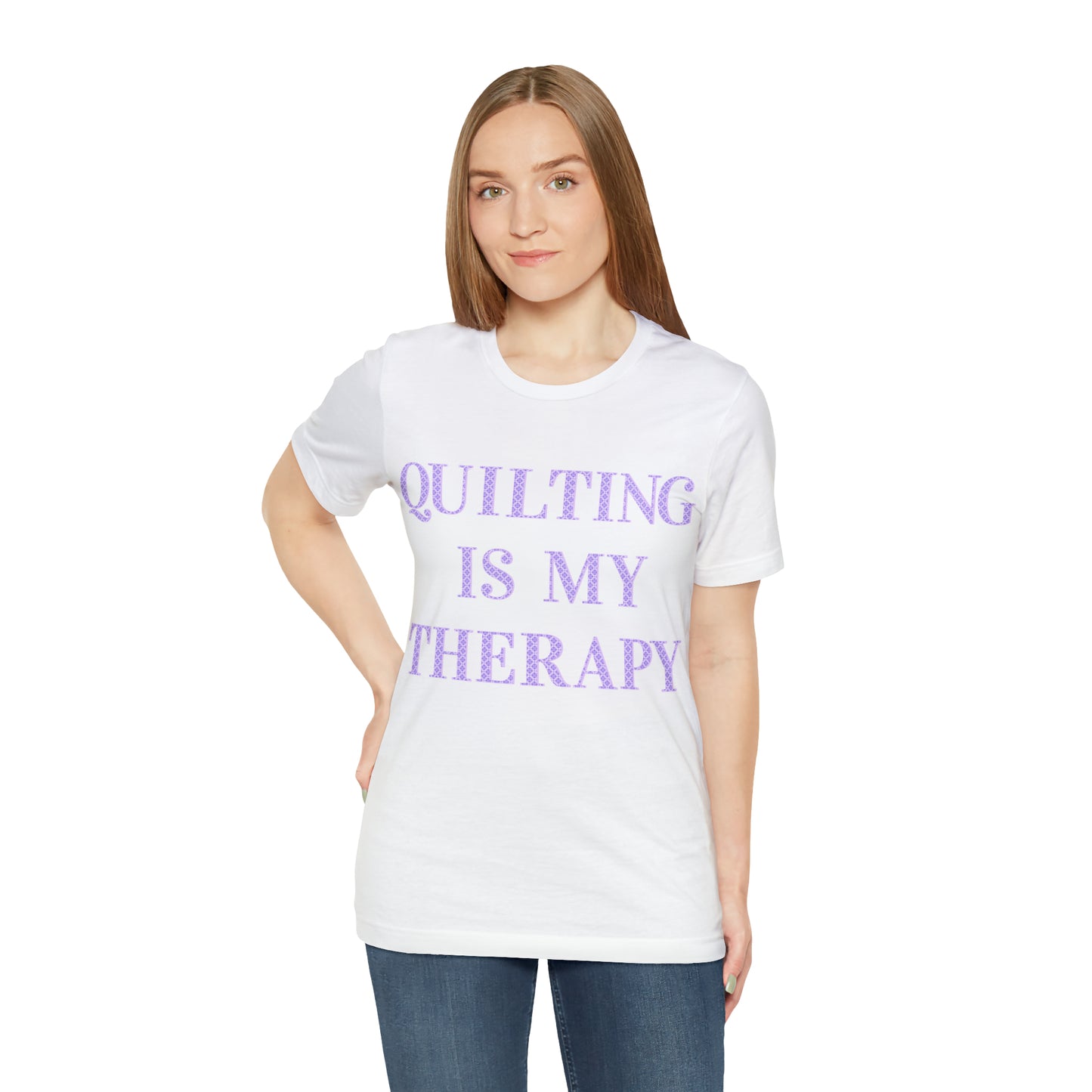 Quilting Is My Therapy- Adult, Regular Fit, Soft Cotton, Full Size Image, T-shirt