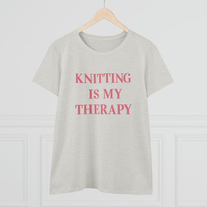 Knitting Is My Therapy- Adult, Semi-fitted T-shirt