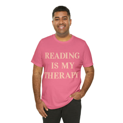 Reading Is My Therapy- Adult, Regular Fit, Soft Cotton, Full Size Image T-Shirt