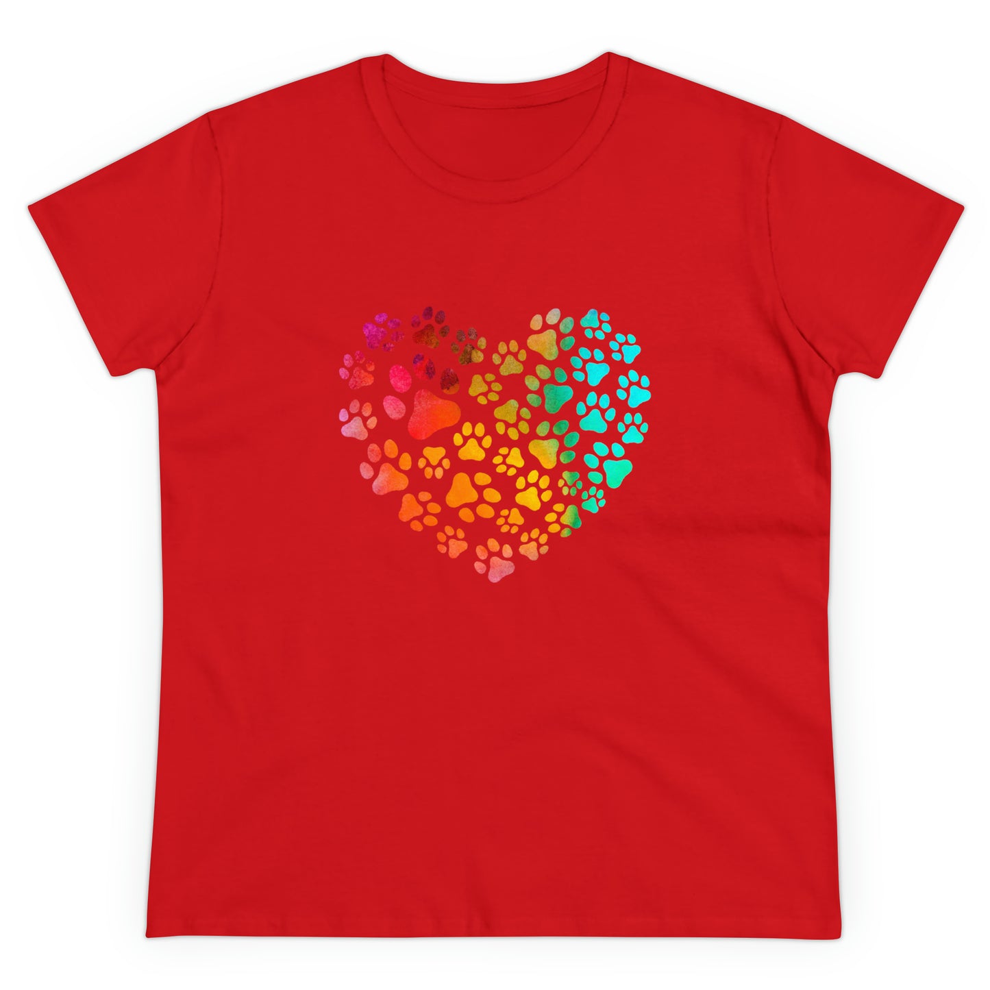 Art, Colorful, Love, Dog Paw- Adult, Semi-fitted, T-shirt