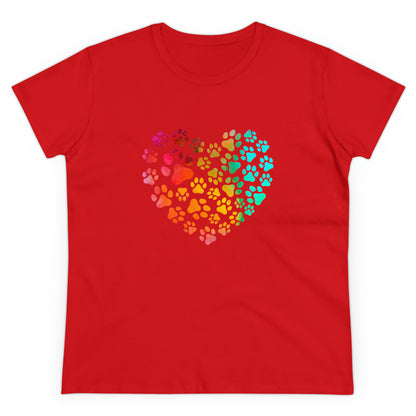 Art, Colorful, Love, Dog Paw- Adult, Semi-fitted, T-shirt