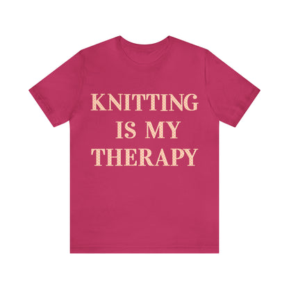 Knitting Is My Therapy- Adult, Regular Fit, Soft Cotton T-shirt