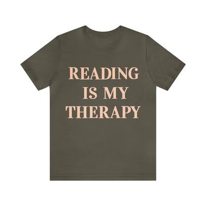 Reading Is My Therapy- Adult, Regular Fit, Soft Cotton, Full Size Image T-Shirt